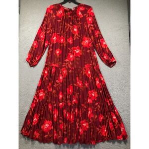 Sonoma Maxi Dress Womens Large‎ Burgundy Floral Long Sleeve Tiered Peasant Flowy